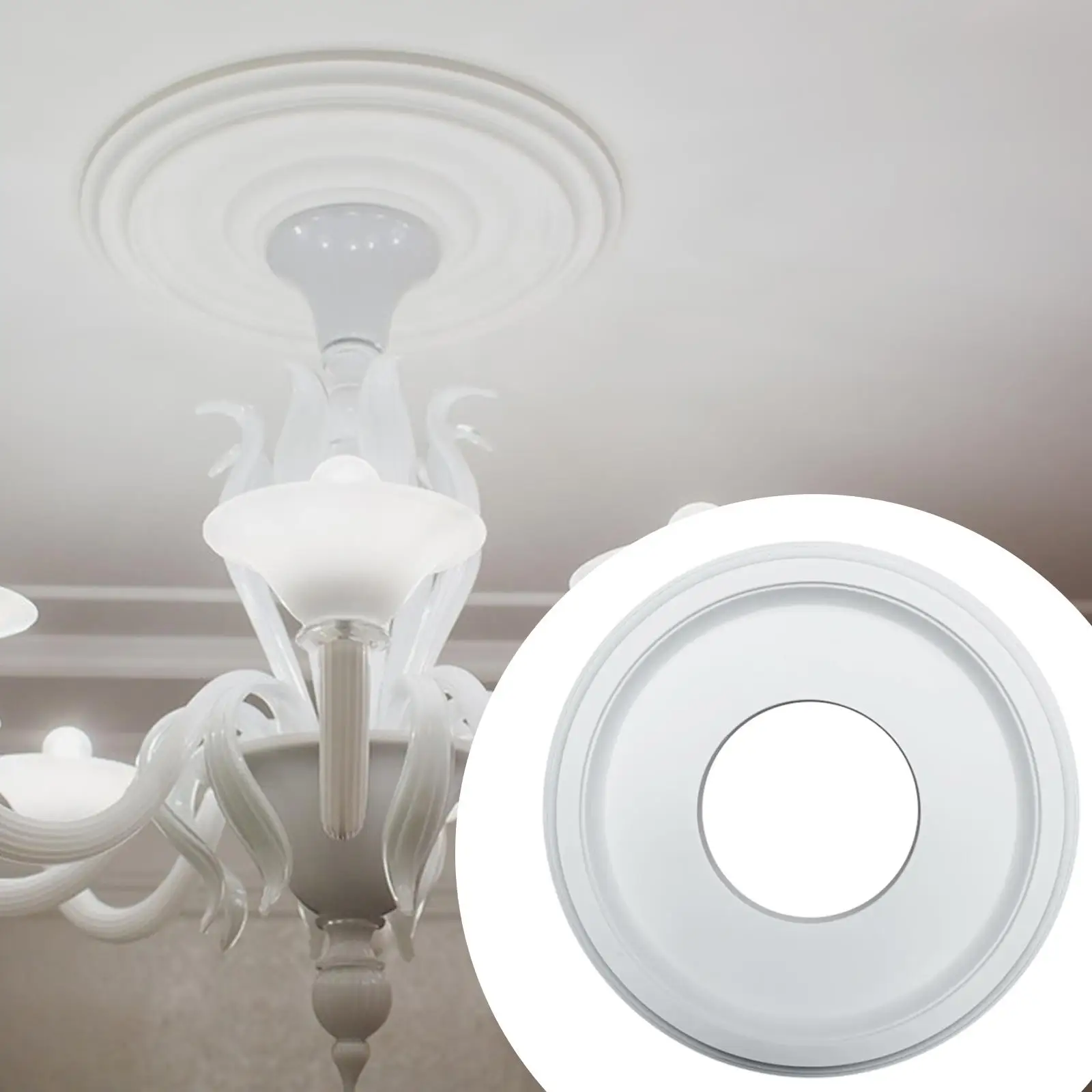 Lightweight Ceiling Medallion Panel Sturdy PU Chandelier Base Decorative Lamp Cover Modern Easy Installation for Ceiling Lights