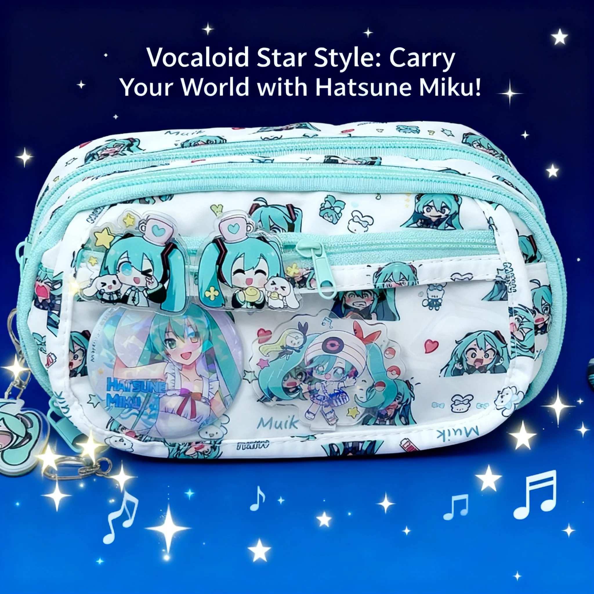 

Hatsune Miku Pain Bag Pencil Case Large Capacity Cute Multi Layer Stationery Bag High Value Makeup Storage for Students School