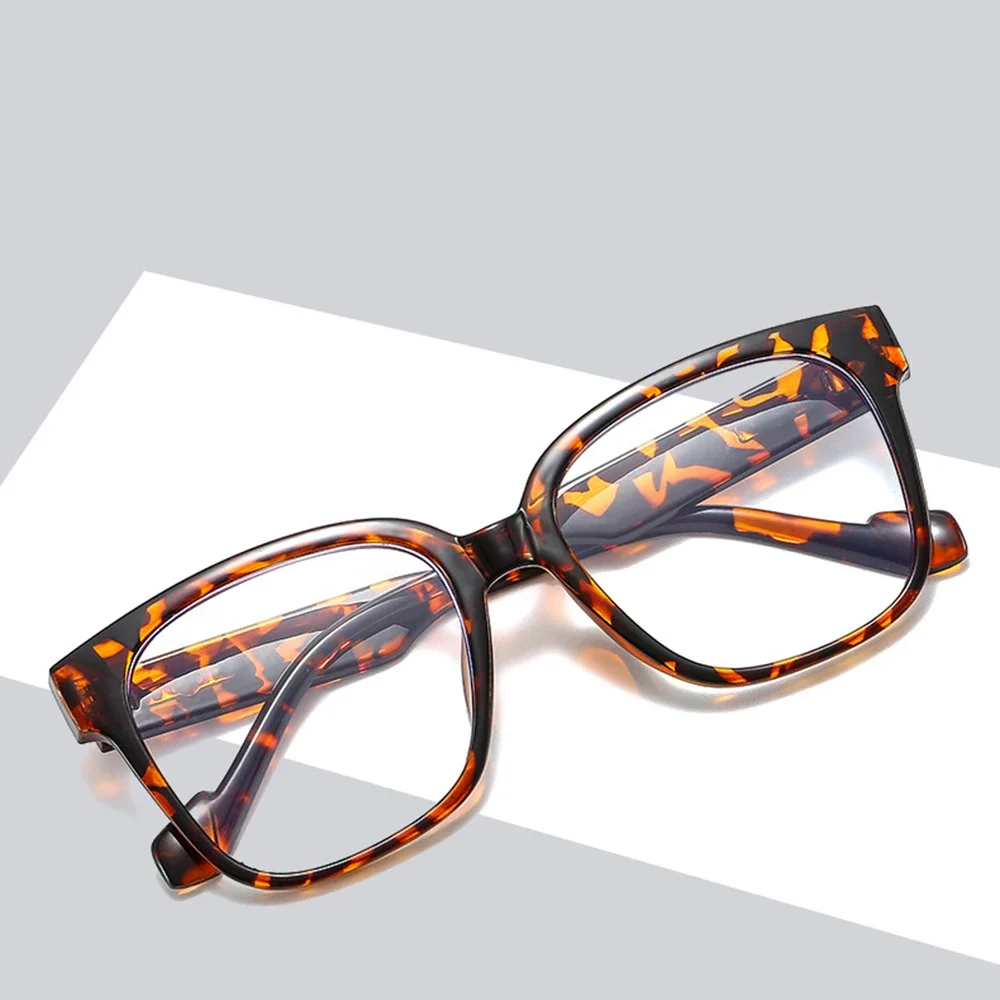 

Metal Trim Temples Leopard print Oversized Full-rim Square Comfortable Reading Glasses +0.75 To +4