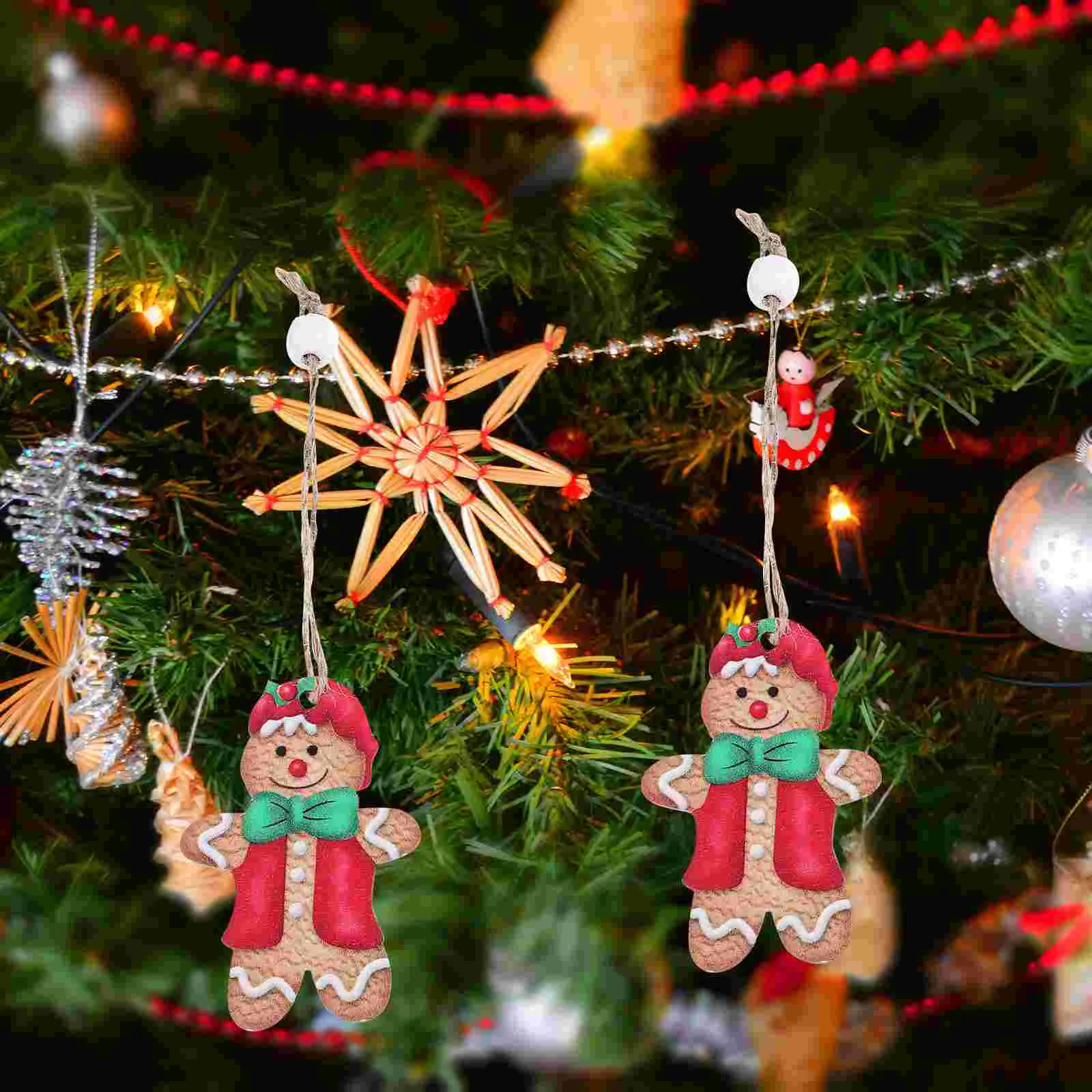 12pcs Christmas Tree Decorations Gingerbread Man Hanging naments Festive Mini nament Xmas Tree Decorative Props Party Home Decor