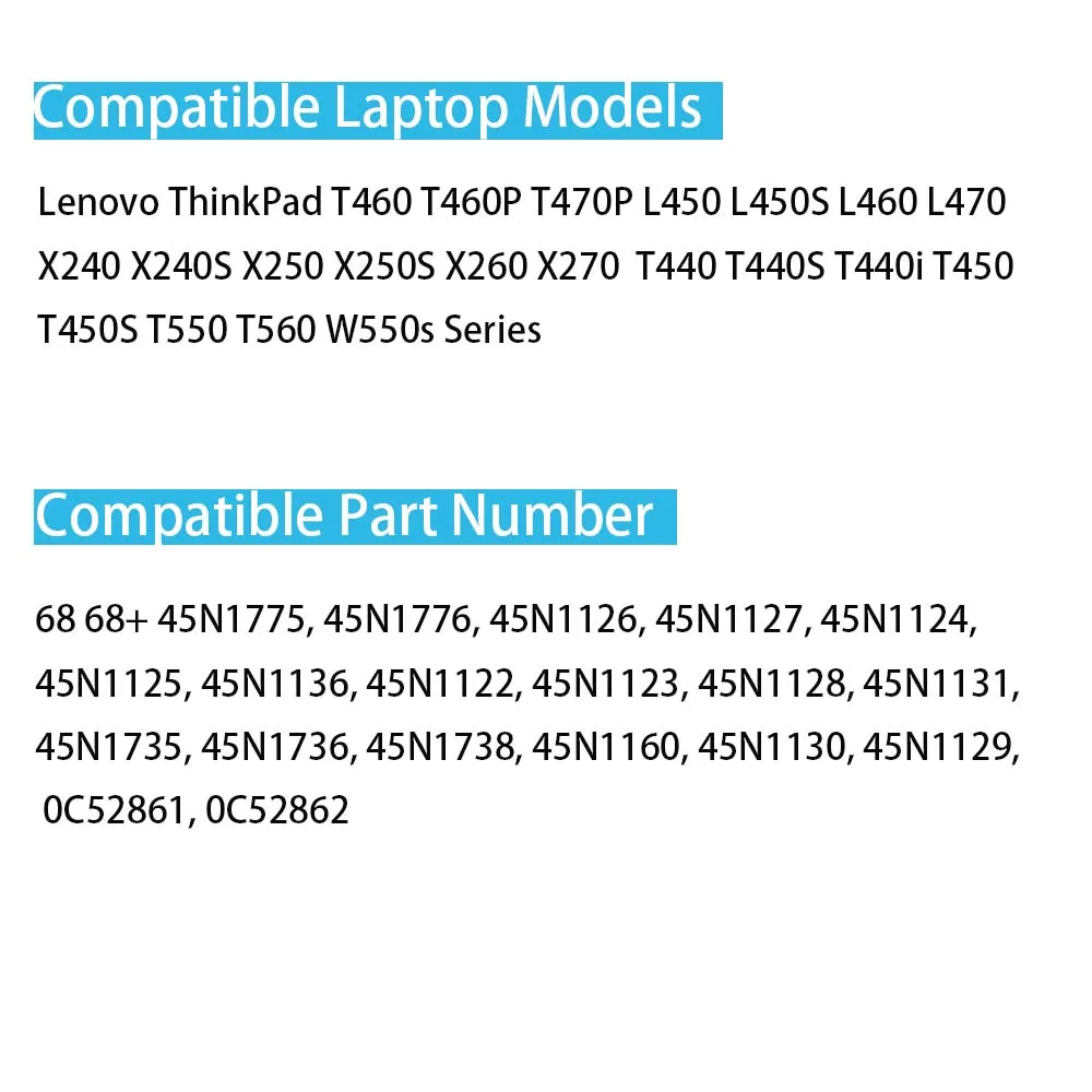 Imagem -03 - Substituição da Bateria do Portátil para Lenovo Thinkpad 45n1775 X240 s X250 X260 X270 T440 s T450 s T460 p T470p T550 T560 W550 450 460 L460