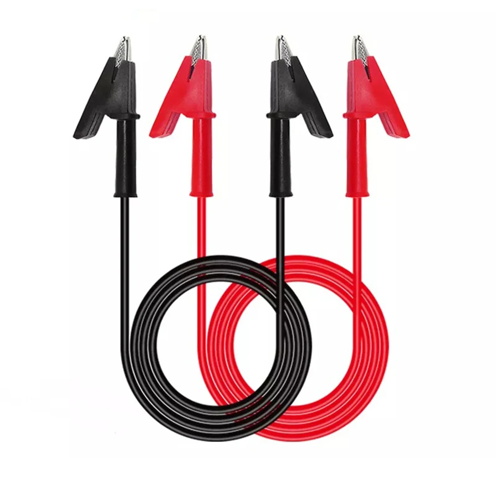 2Pcs 1500v 15A Crocodile Clip To Crocodile Clip Test Leads 100cm Long Wire With Rubber Insulation Cover And Crocodile Clips