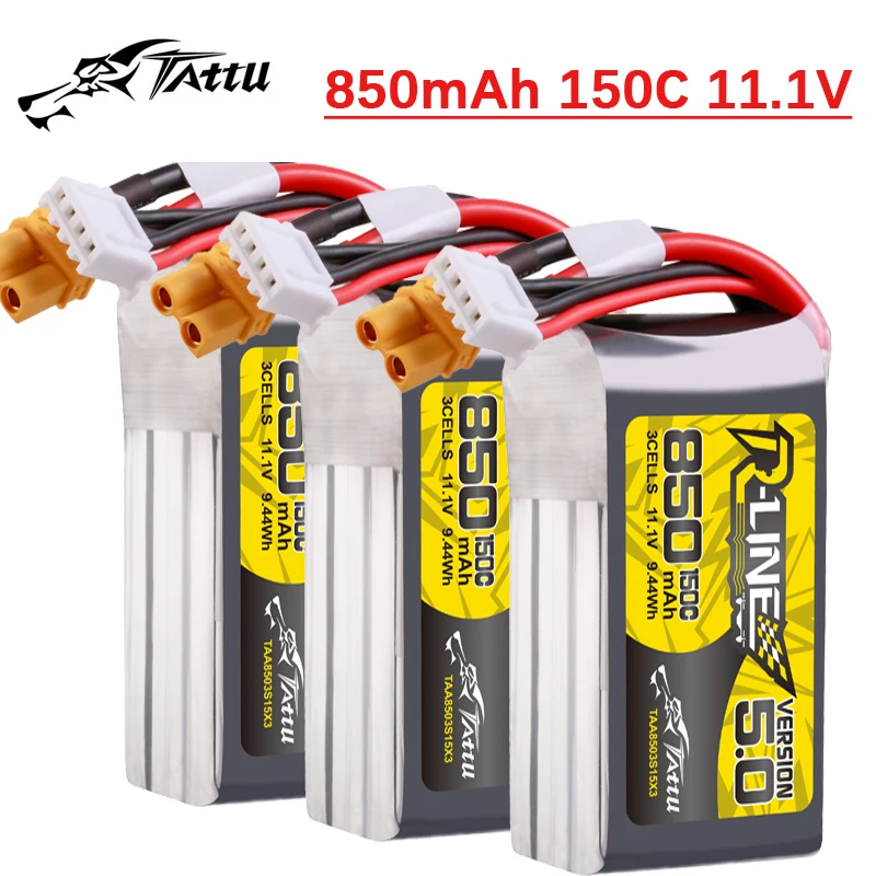 3PCS TATTU-R-LINE 5.0 850mAh 150C 11.1V veFuchsia Batterie Pour RC Hélicoptère Quadcopter FPV Racing Drone Pièces 3S Batterie Rechargeable