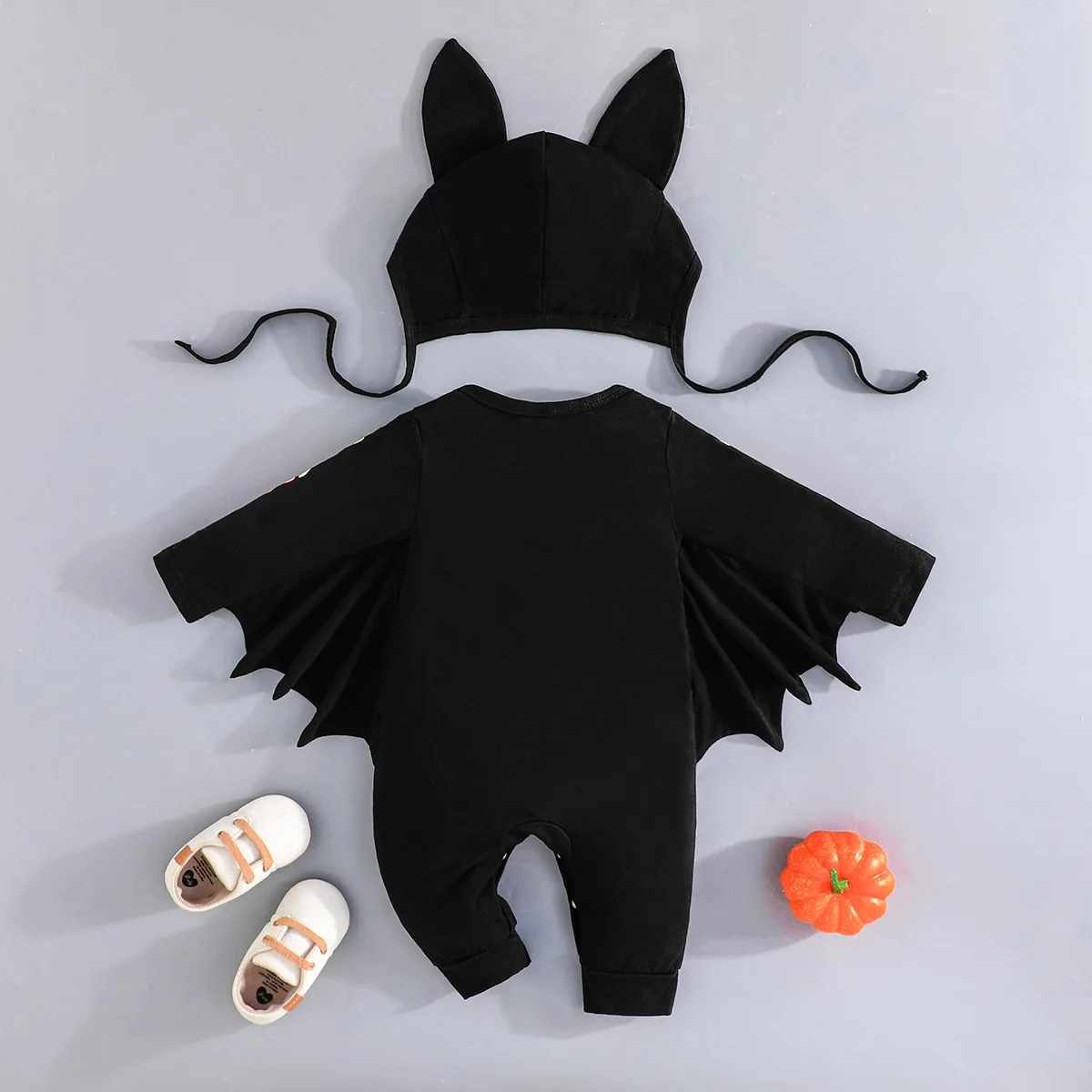 Neuer Halloween-Fledermaus-Overall für Babys, Kinder-Langarm-Strampler mit Kapuze, dehnbar und bequem, für Neugeborene, Kinder, Cosplay, Jungen und Mädchen – Detail 4