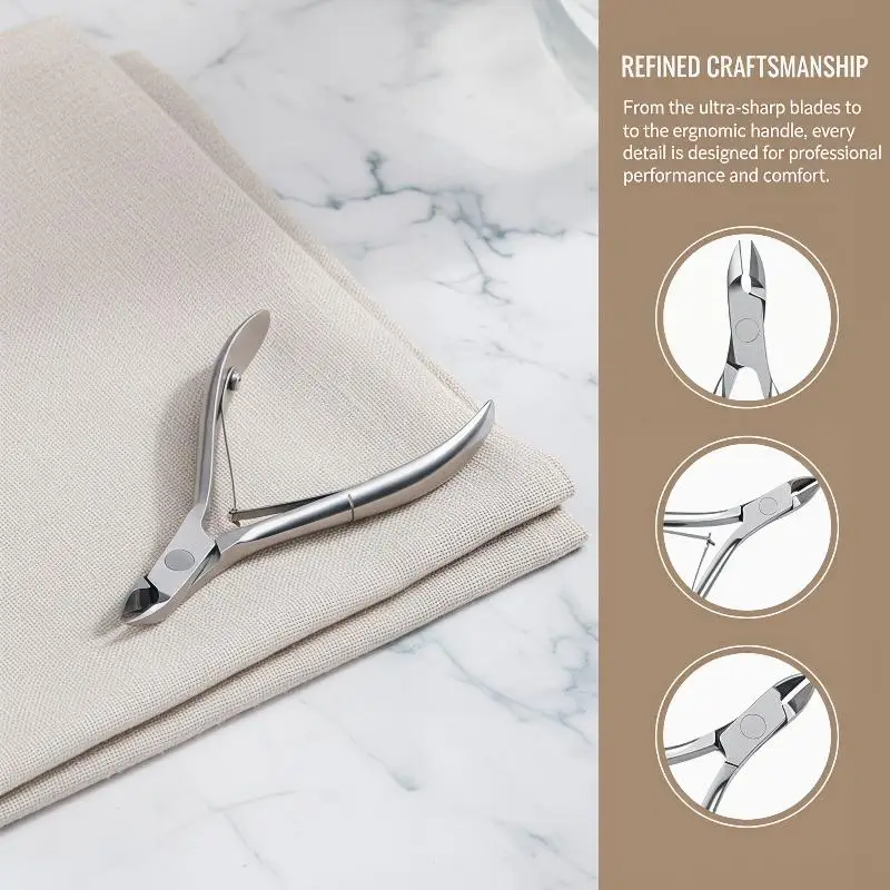 Stainless Steel Cuticle Nipper 2in1 Nail Scissors Dead Skin Remover Sharp Edge for Fingernails Toenails Salon Home