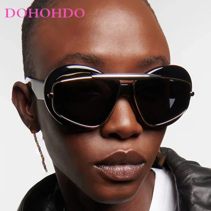 

Punk Fashion Cool Y2k Hip-hop Double Frame Women's Sunglasses Luxury Design Men Sunglass Travel Street Photography Eyewear UV400