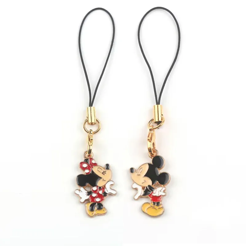 Disney Caton Mickey Minnie Alloy Pendant Keychain Children's Student Backpack Hanging Accessories Super Cute Couple Phone Rope