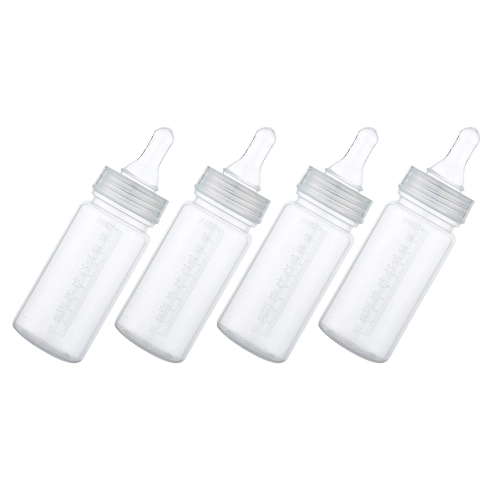 

4pcs Newborn Baby Bottles 100ml Clear Disposable Feeding Infants Travel Leak Proof Scale Design Plastic Milk Bottle