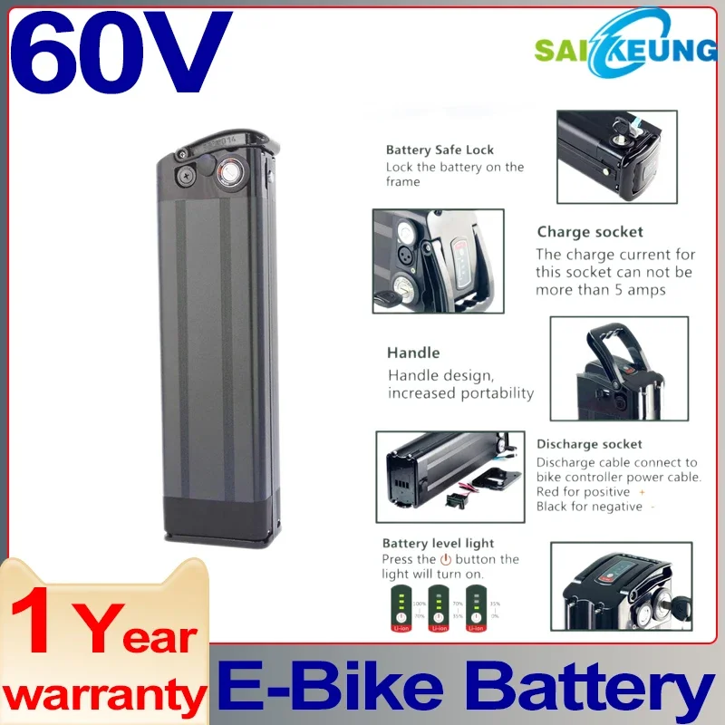 Silverfish 60v 60ah Batterie Titanate Frame Fahrrad 48v72v EBike Akku Accu Electric Bicycle 3000w 20 30 40 50ah  Lithium Battery