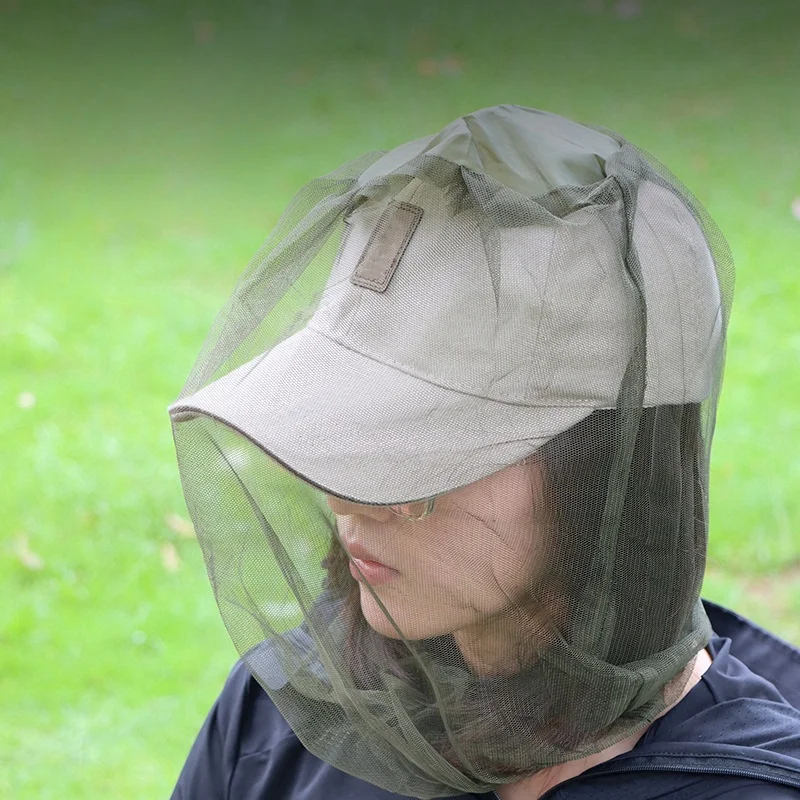 1PC Fishing Anti Mosquito Insect Hat Fishing Hat Bug Mesh Head Net Face Protector Camping Sunshade Hats Outdoor Travel Camping