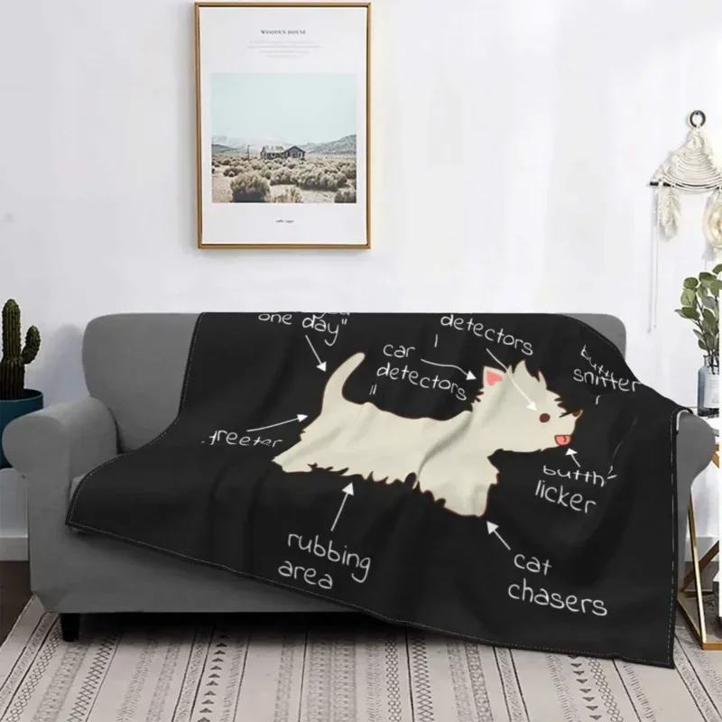 Westie Dog Anatomy Blankets Warm Flannel West Highland White Terrier Throw Blanket for Home Sofa Office Travel