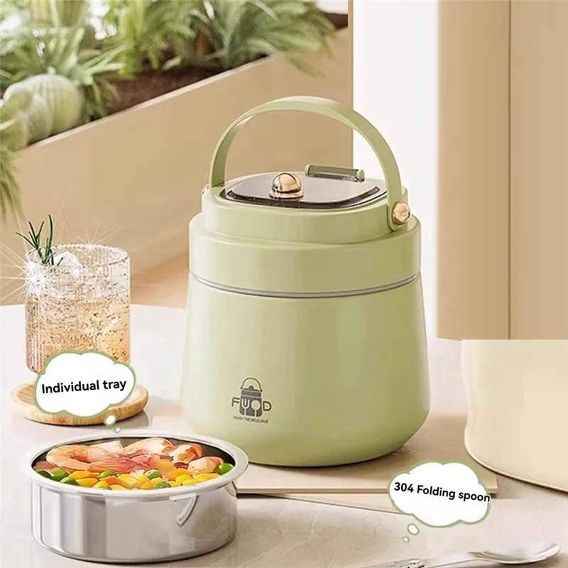 【Must-Haves】Adults Stainless Steel Insulated Lunch Box With Spoon And Fork, Insulated Bag, Leak-Proof, Keeps Food Warm