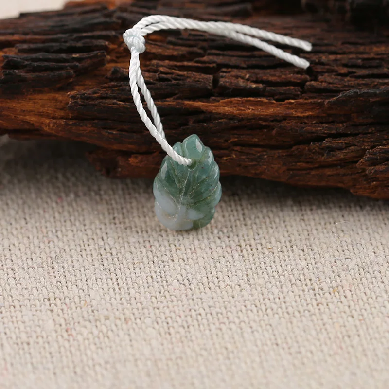 B&F Leave Moss Agate Pendant Beads, Handmade Natural stones beads, Polished Stones for jewelry Making Supplies