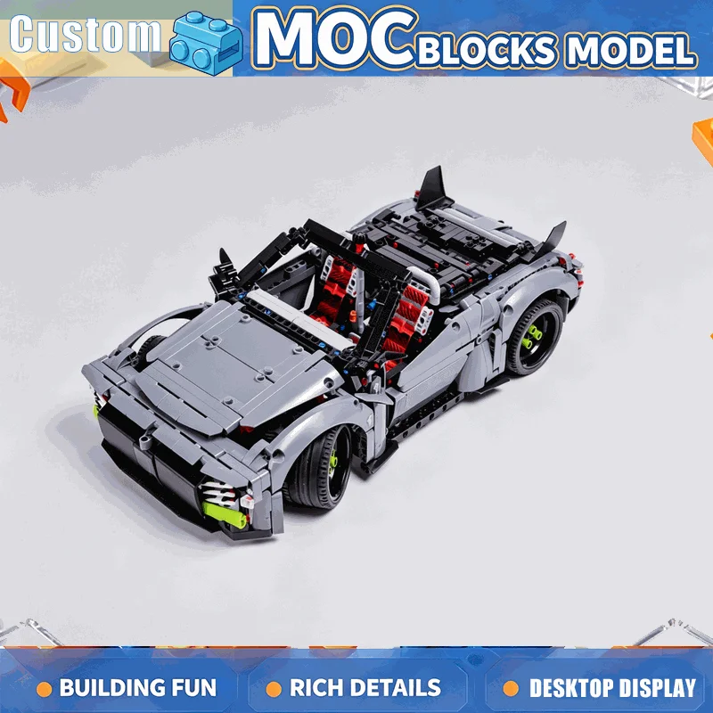 1392PCS Convertible Racing Car MOC Building Block Custom Open Top Sports Vehicle Model DIY Assembly Toy Creative Collection Gift