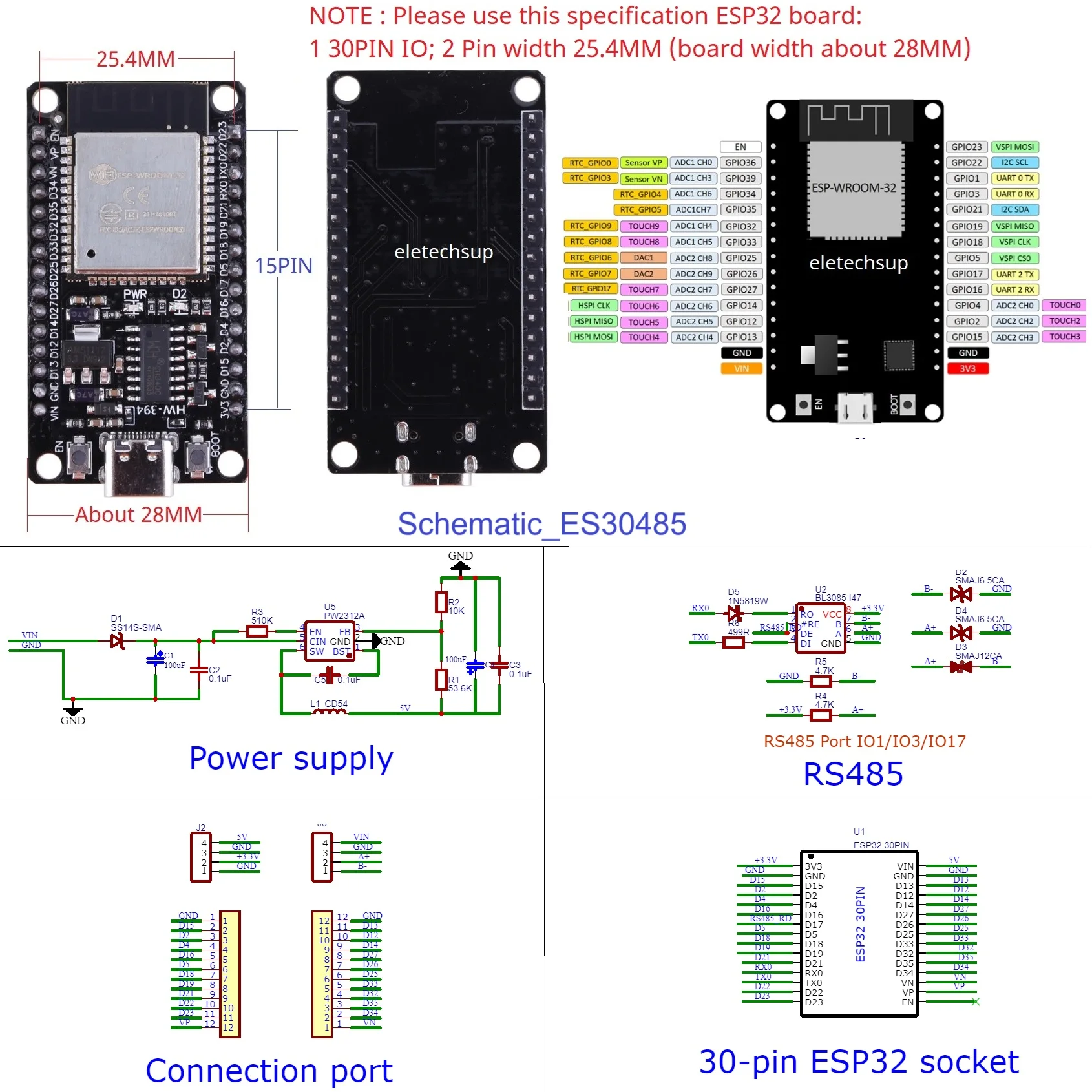ESP32 Development Board with RS485, WIFI, Bluetooth - Multi-functional Expansion Module for PLC and AI