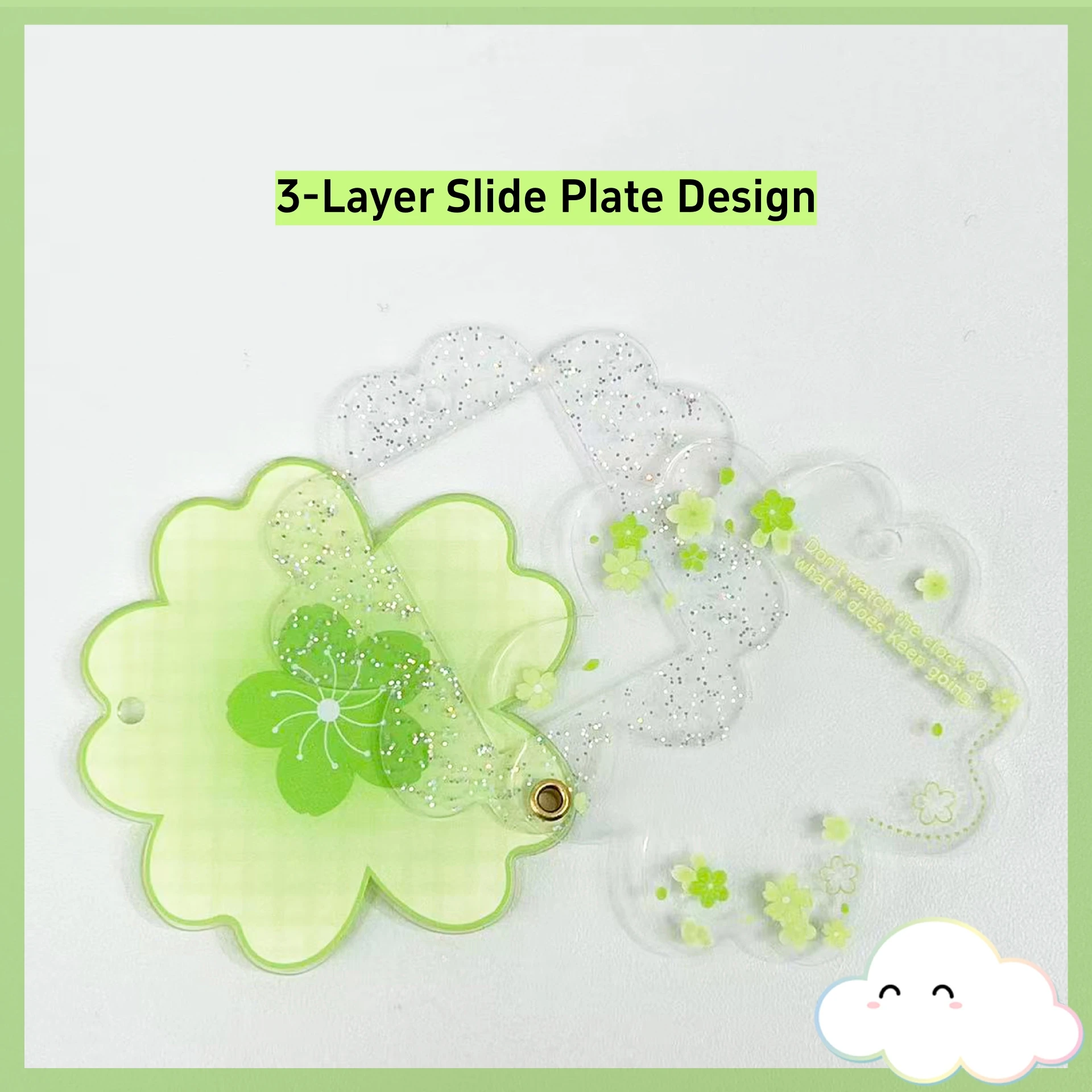 Photo Frame Keychain Translucent One Inch Id Photo Holder Flower Keychain Customizable Small Card Bag Keychain For Keys Bag