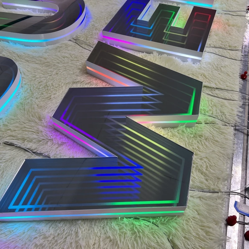 Manufacturer's 3D Infinity Mirror Acrylic Letters LED Light Source for Office Advertising view 3