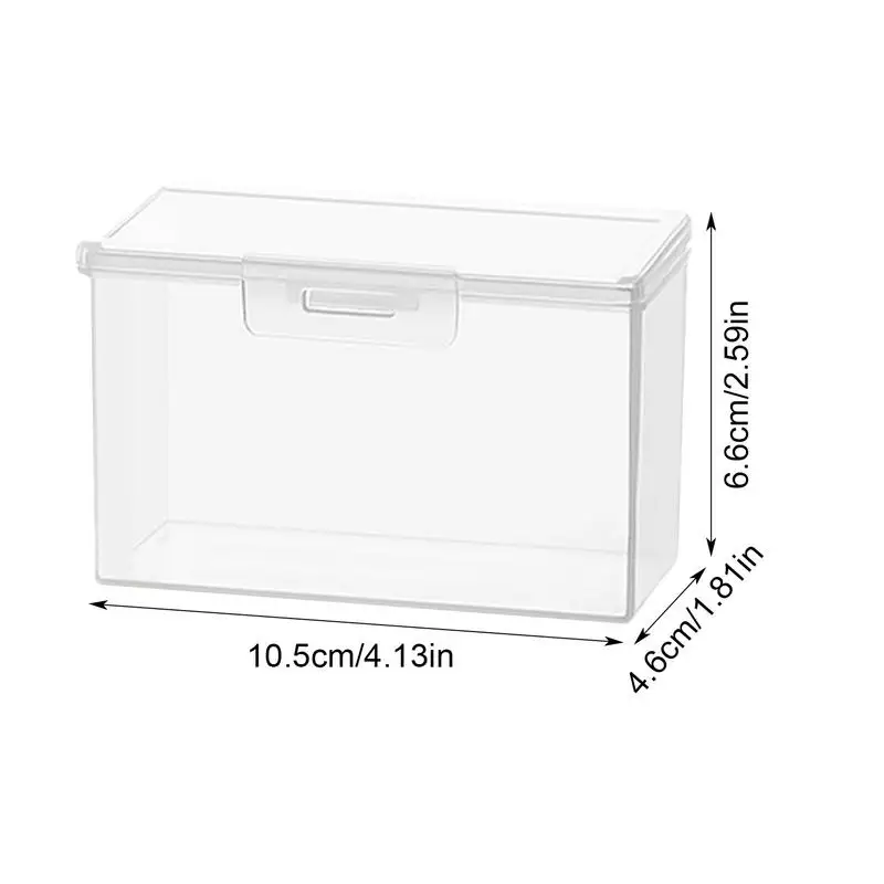 Caja de almacenamiento portátil para artículos pequeños, organizador transparente, contenedor para pendientes, anillos, joyas, soporte para bastoncillos de algodón