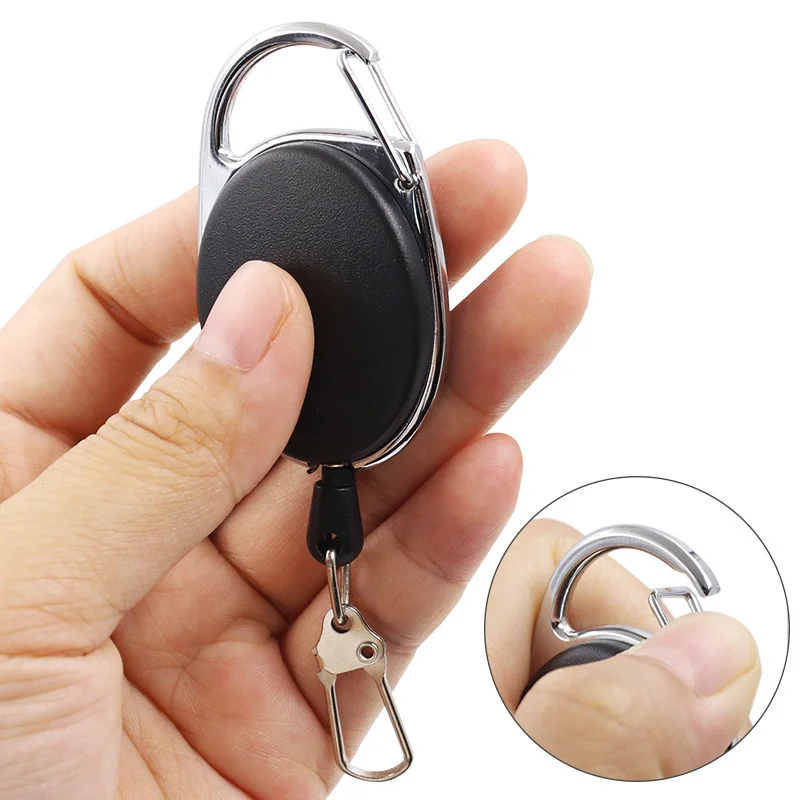 1-4pcs Retractable Key Chain Reel Badge Holder Fly Fishing Zinger Retractor with Quick Release Spring Clip Fishing Accessories