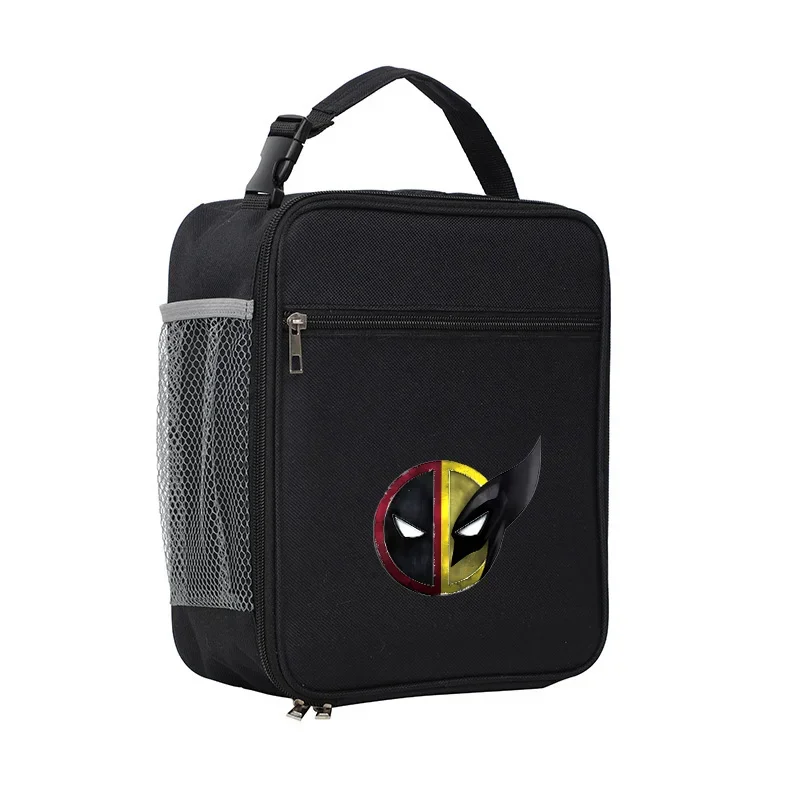 Deadpool Wolverine Borsa per il pranzo Borsa termica isolata per bambini Studente scolastico Scatola per pasti portatile Borse per il pranzo nere