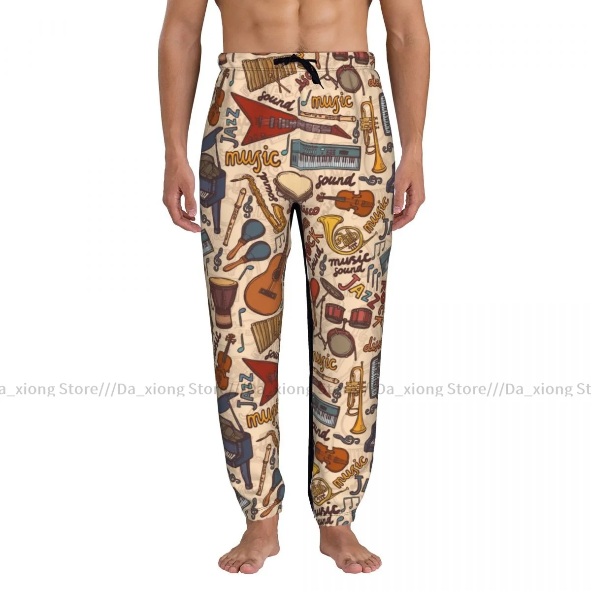 Men Joggers Pants Colorful Musical Instruments Sketch Man Sweatpants Streetwear Casual Mens Pants