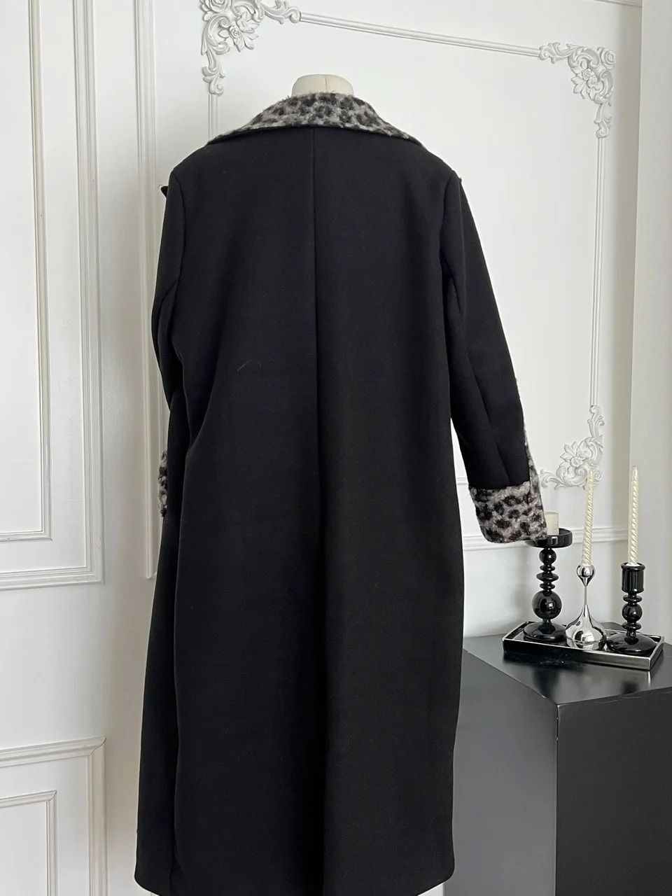 

Свободное женское шерстяное пальто с подкладкой и леопардовым принтом, верхняя одежда для похудения с 3D силуэтом на осень