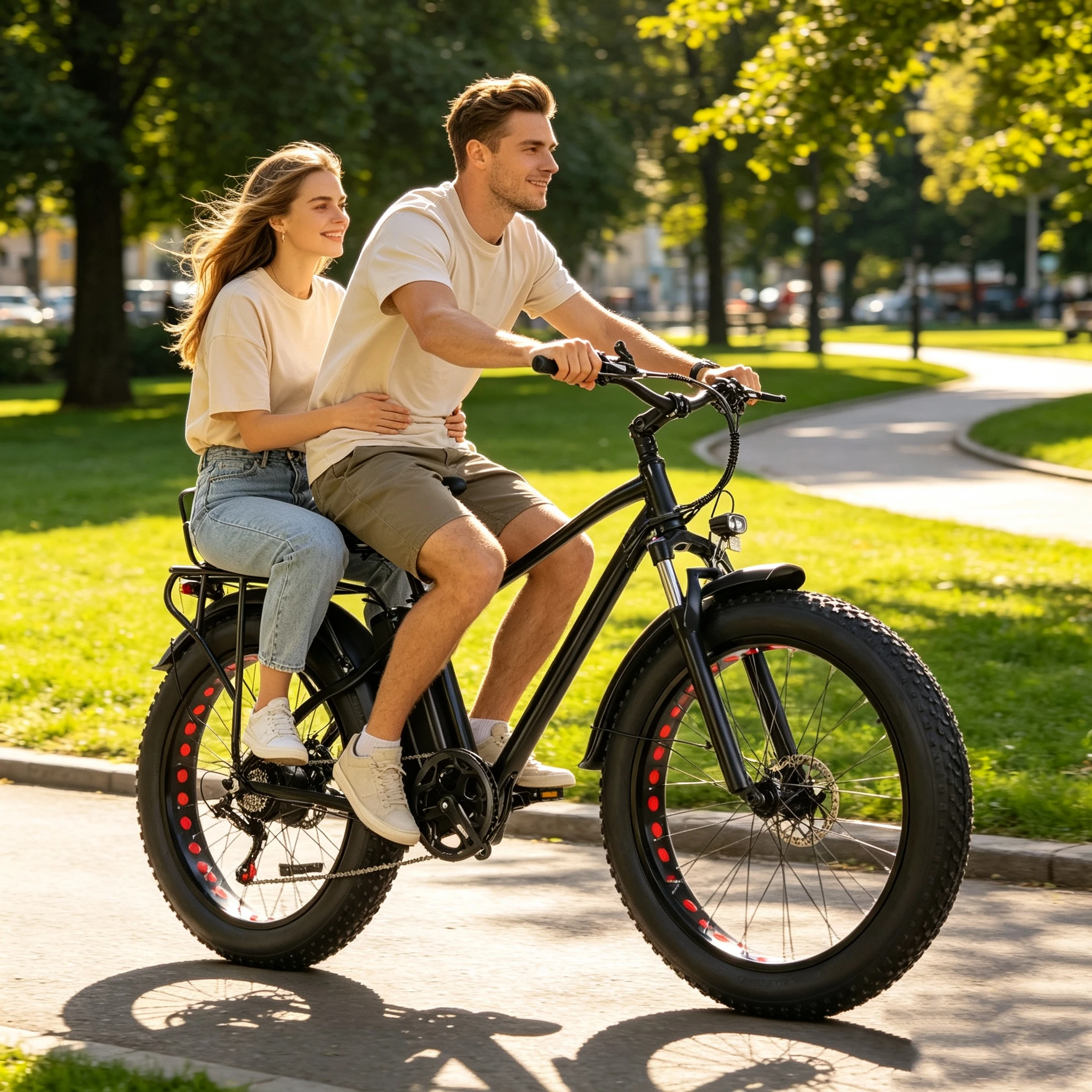 Image of Elektrisches Mountainbike für Erwachsene, Elektrofahrrad mit 48V18Ah Batterie, 26*4.0 Fat Tyre E-Bike, Scheibenbremse, 7-Gang Offroad-E-Bike