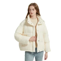 2024 New Down Jacket Women's Short Style Winter Wear Warm Stand Up Collar Loose Jacket