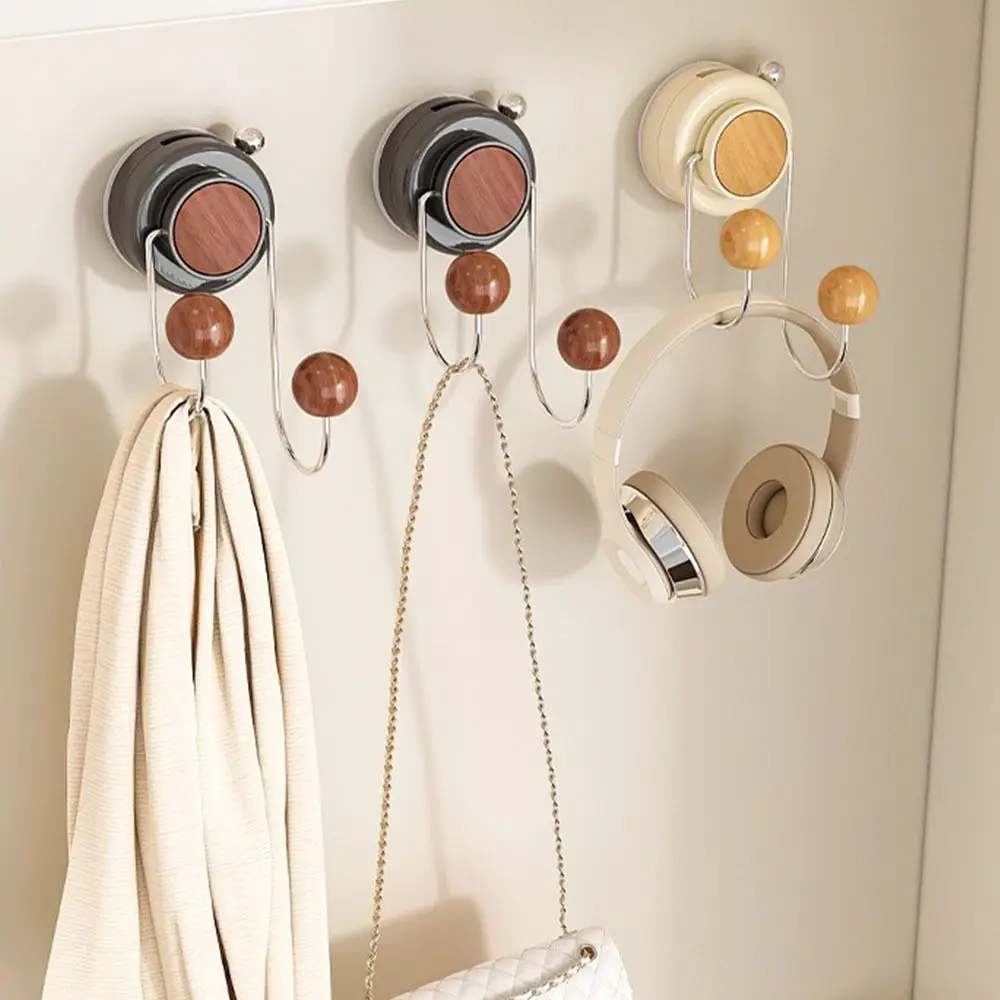 

Traceless Suction Cup Double Hook Space Saving Removable Shower Hook Strong Load-bearing Reusable Bathroom Wall Hook Bathroom