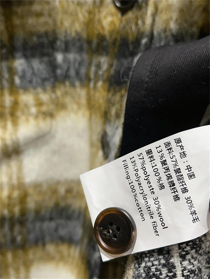 Damen Langarm Einreiher Lässige Lose Jacke Damen Retro Kontrast Plaid Umlegekragen Wollmantel 2024 Winter