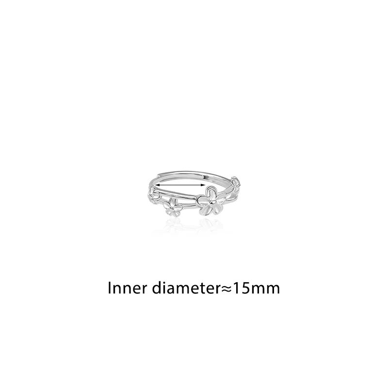 Real 925 Sterling Silver Cute Flower Ajustable Finger Ring for Charm Women Sweet Party Fine Jewelry Light Luxury Accessories