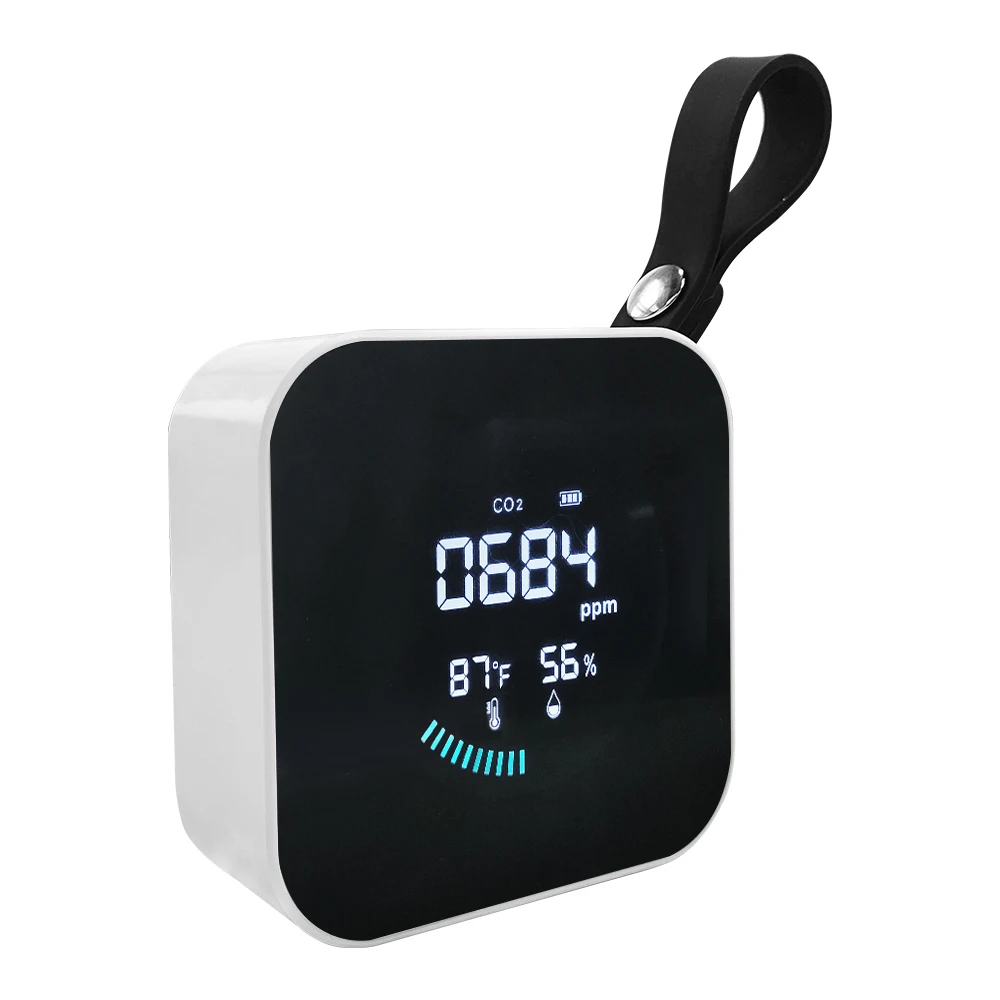 Nieuwe Draagbare Co2 Kwaliteit Detector Lcd-Scherm Quick Sensing Temperatuur En Vochtigheid Sensor Tester Met Type-C Charing Poort