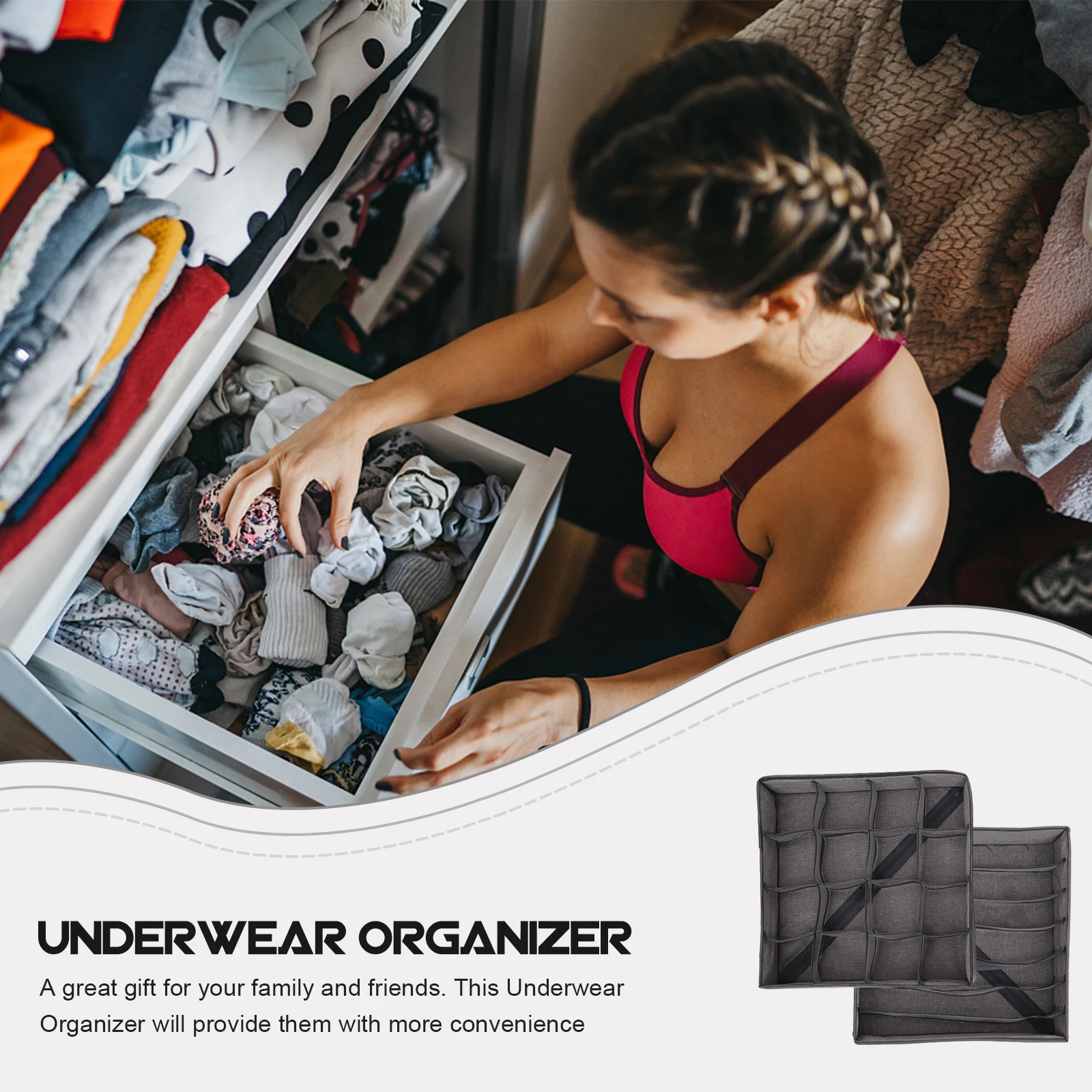 

2pcs Underwear Socks ganizer Storage Box 7 16 Compartments Foldable Washable Drawer Dividers Household Wardrobe Box