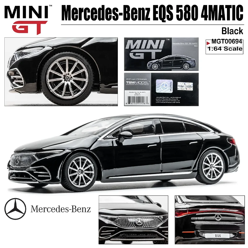 MINIGT-Brinquedo de liga 4MATIC de Mercedes-Benz EQS 580, veículo motorizado, modelo fundido do metal, presentes, escala 1: 64