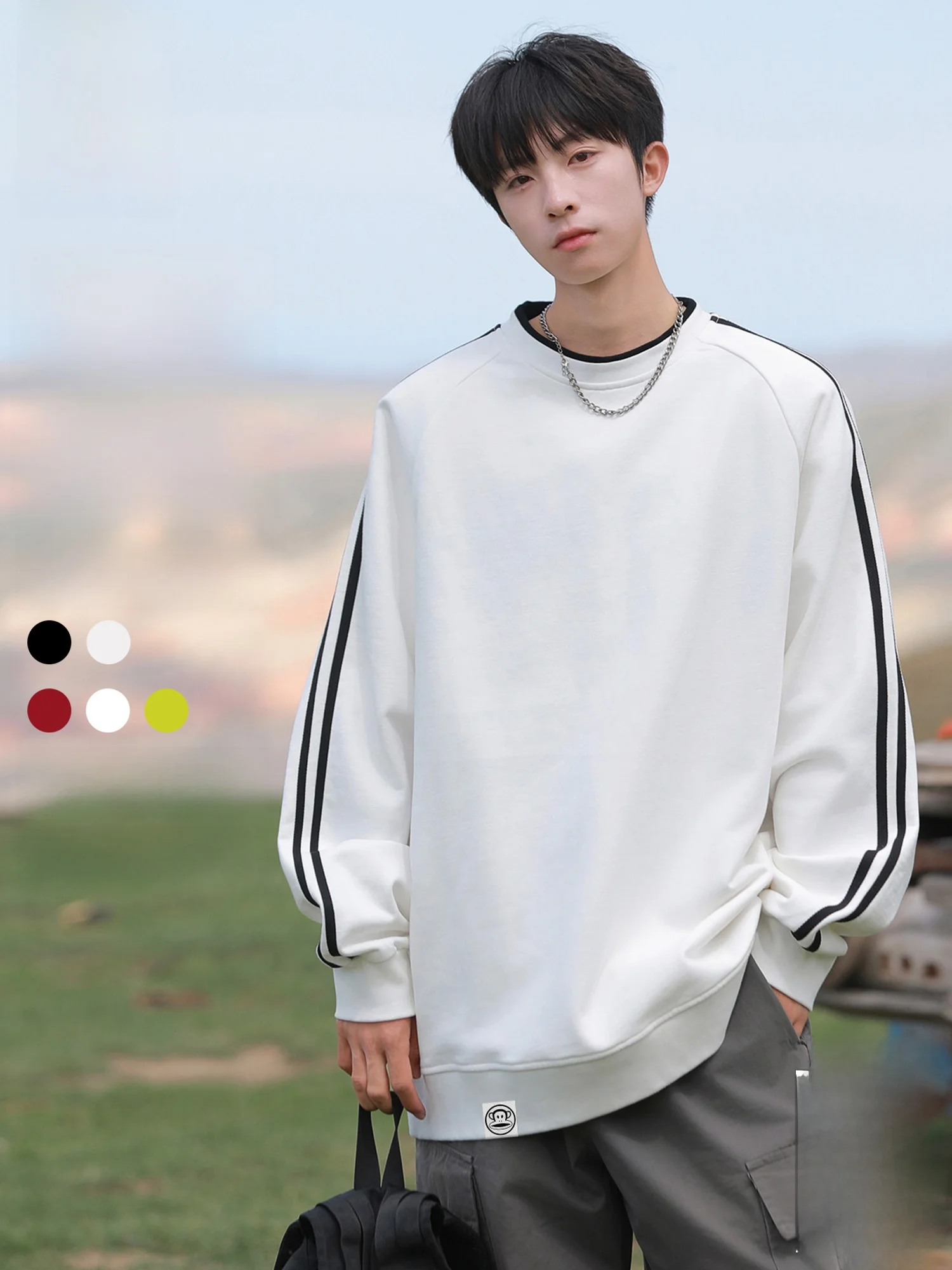 

PaulFrank 2026 Spring New Loose Fit Color Blo Hoodie Men's Casual round Ne Sweatirt Comfortable Polyester Fiber T-irt