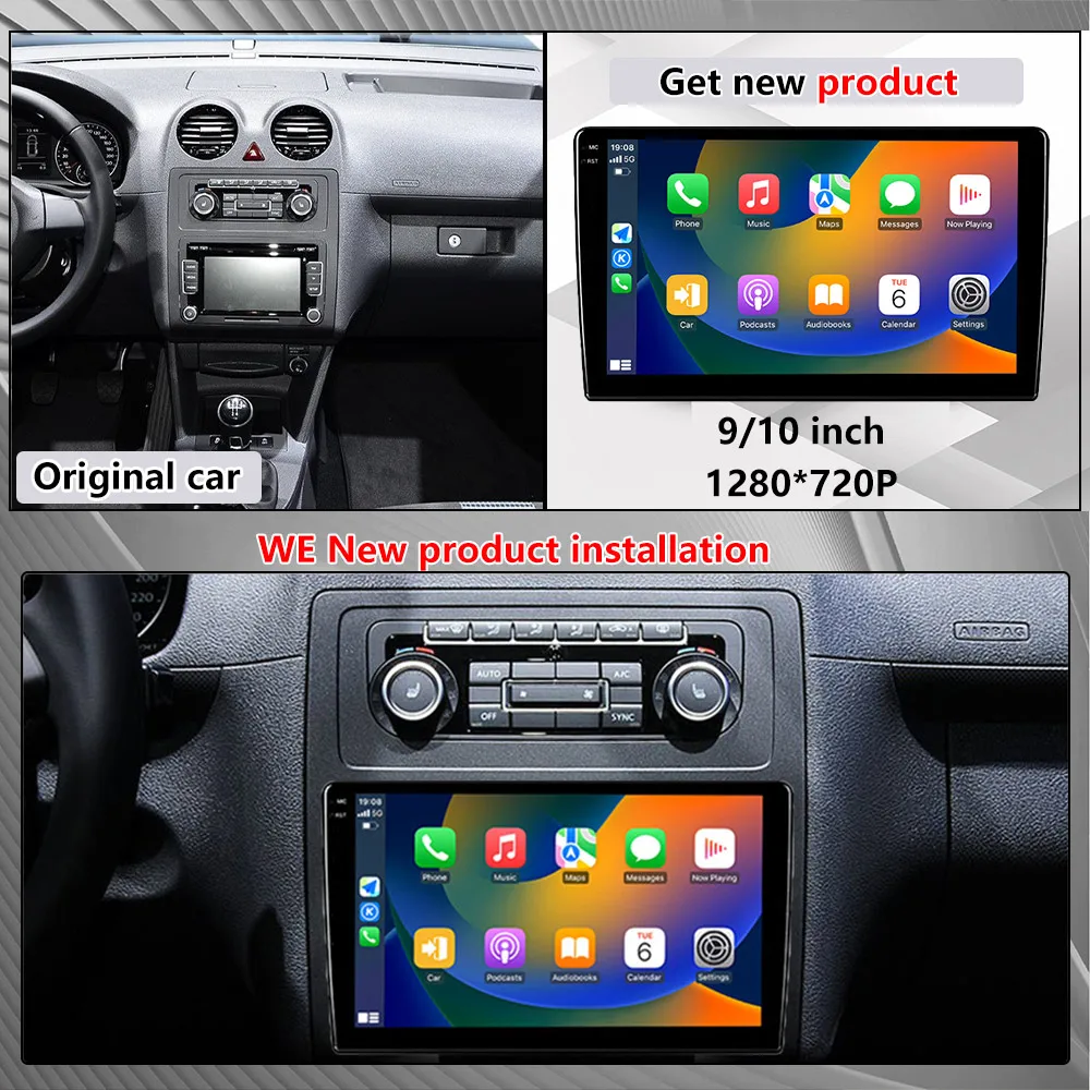 Radio Modify For Volkswagen VW Caddy 2005-2011 Wireless Carplay Car Multimedia Player Upgrade Touch Screen Android Auto Car Play