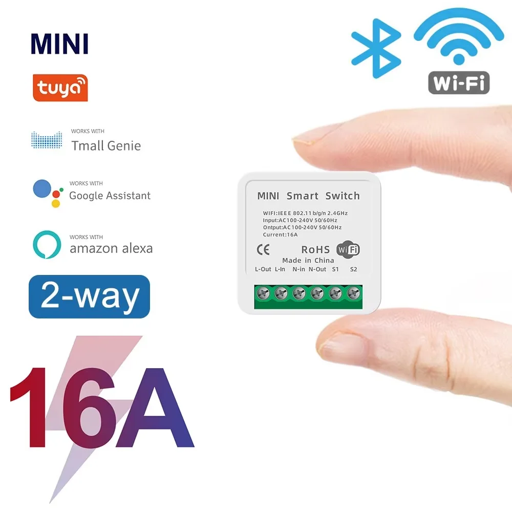 2 Way Control  Tuya Mini 16A WiFi Switch Smart Life App Smart Home Automation Module Interruptor Work for Alexa Google Home