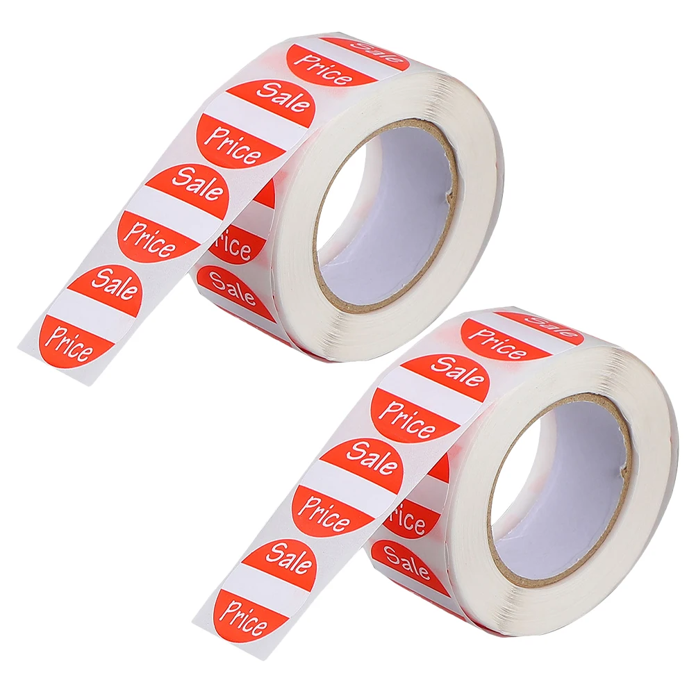 

2 Rolls Sale Label Stickers Retail Store Yard Price Tags Coated Paper Merchandise Signage Blank Garage Kit Envelope Seals