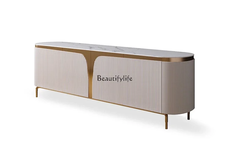 

LX*High-end light luxury rock slab locker small apartment coffee table TV combination