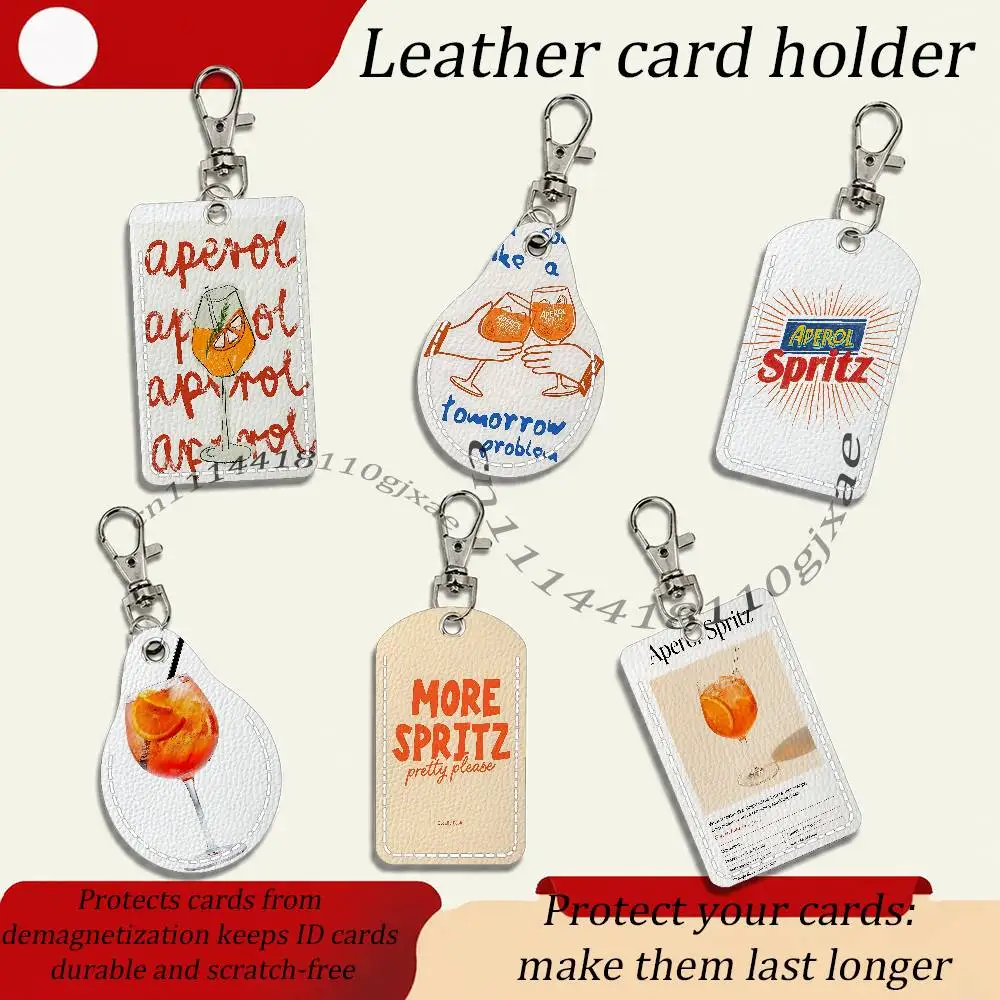 Orange Prosecco A-Aperol S-Spritz Card Keychain Fashion Pendant Bag ID Door Card Case Bus Card Cute Adult Scratch Resistant