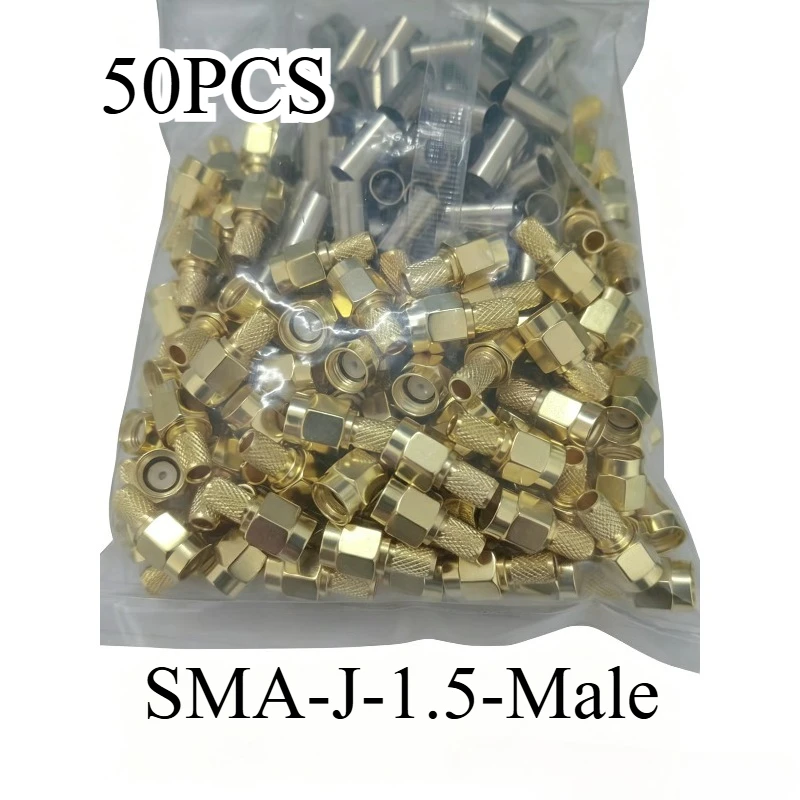 20/50Pcs SMA Male Crimp Connector RF Coaxial SMA Plug for RG58 RG142 LMR195 RG400 Cable 50 Ohm Gold Plated