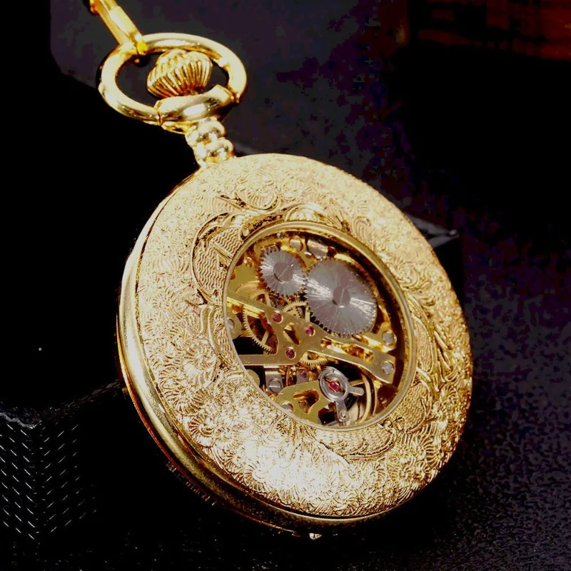 New nostalgic carved pocket watch retro flip exquisite automatic mechanical pocket watch for men and women