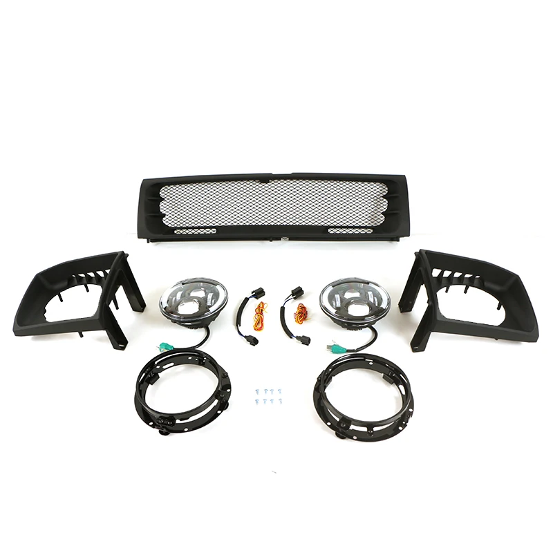 Dream Car Auto Parts Modified ABS Black Car Front Grille With LED Light Bar Fit For PAJERO V33 V43 V31 V32