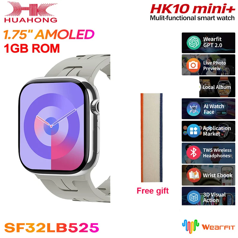 TOP Series 10 New AMOLED HK10 Mini+ Smart Watch Lady 1GB ROM ChatGPT 1.75'' Bluetooth Call Compass Mini Smartwatch Women Men