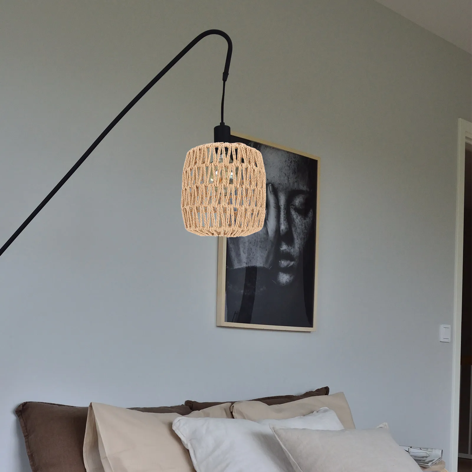 

1 шт. винтажный абажур из плетеного ротанга, декоративный плафон для люстры, легко устанавливаемый, для дома, офиса, бара, клуба