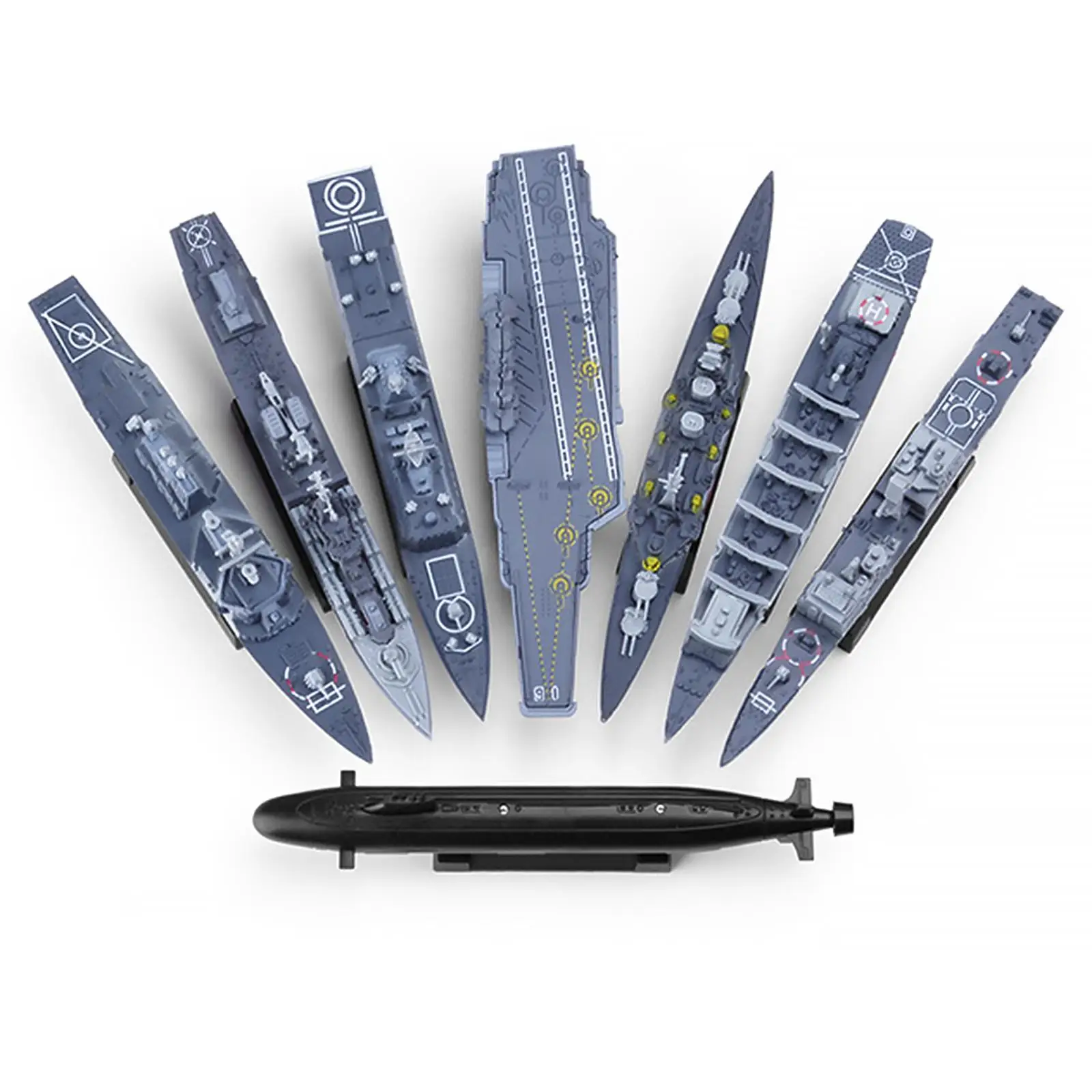 8 Piece Set 4D Warship Aircraft Carrier Assembled Ship Model Cruiser Frigate Submarine Battle ship for Boy Birthday Toys