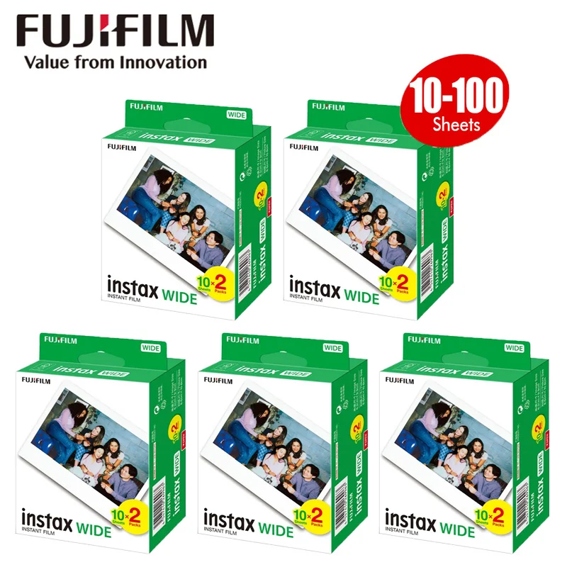 10/20/40/60/80/100 fogli fujifilm Instax Wide 400 Film Photo Paper 5 pollici di grande formato Wide 300 210 Wide Printer Instax Fim Paper