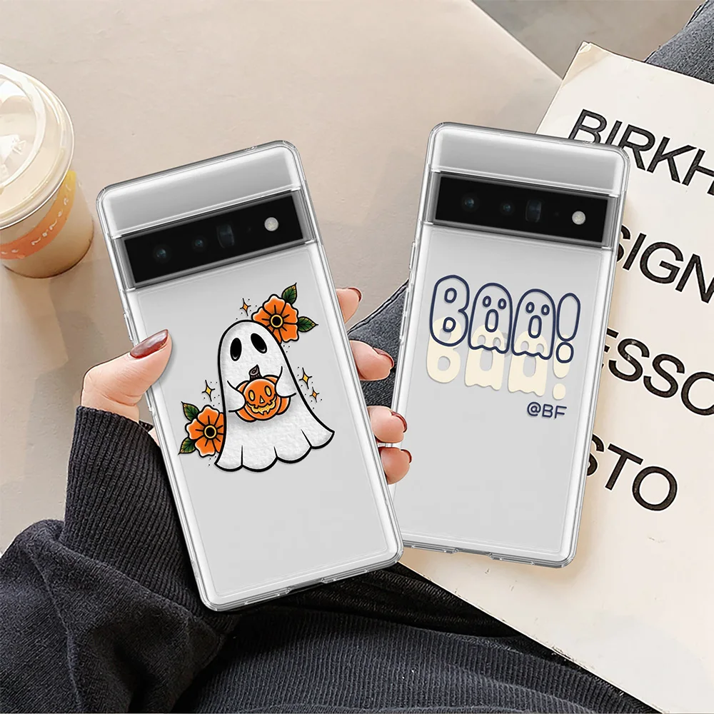 

Halloween Ghost Phone Cases for Google Pixel 8 Pro 7a 7Pro 7 6a 5 5a 5G Cover for Google 4 3a 4a XL 6 6Pro Clear Soft Fundas