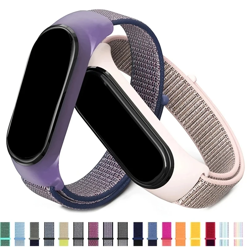 2025 حلقة نايلون لشاومي Mi Band 7-7 nfc ساعة ذكية معصمه الرياضة Miband7 Correa استبدال سوار الفرقة الذكية 3-7 حزام