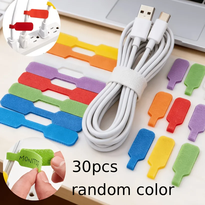 Waterproof Cable Label Color Cord Organizer Strap Identification Tag Hook Loop Wire Marker Network Power Cord Reusable Cable Tie
